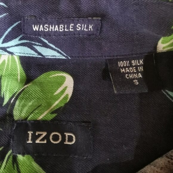 Men's Izod Silk Tropical Short Sleeved Button Down Shirt - Sz S - Picture 6 of 7